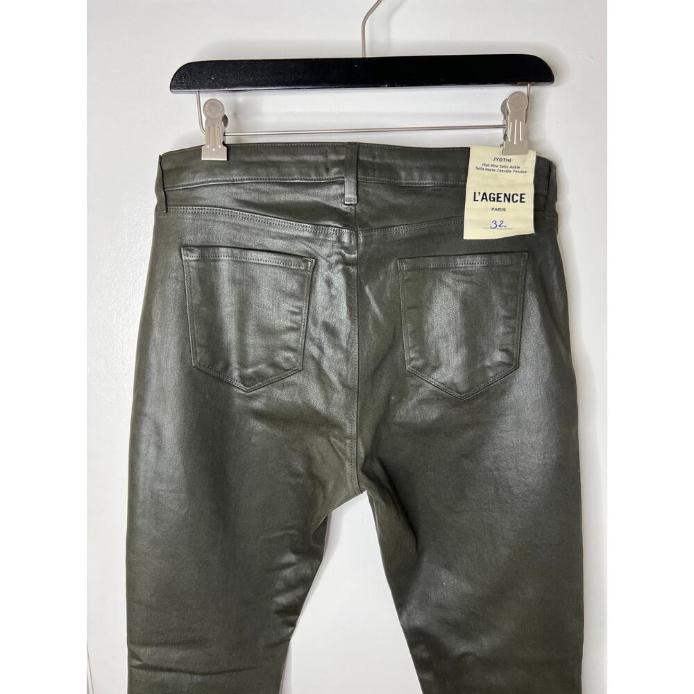 L'Agence Women's Jyothi High Rise Split Ankle Army Coated Jeans NEW ~ Size 32 - Picture 5 of 9